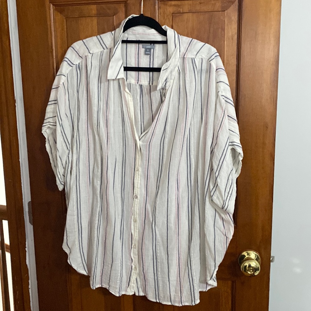Aerie striped Flowy button up shirt